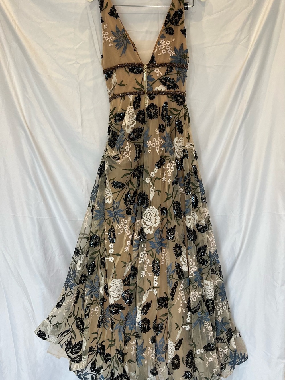 Revolve Bronx and Banco Tunisia Plunge Embroidered V-Neck Floral Evening Gown - Picture 10 of 11